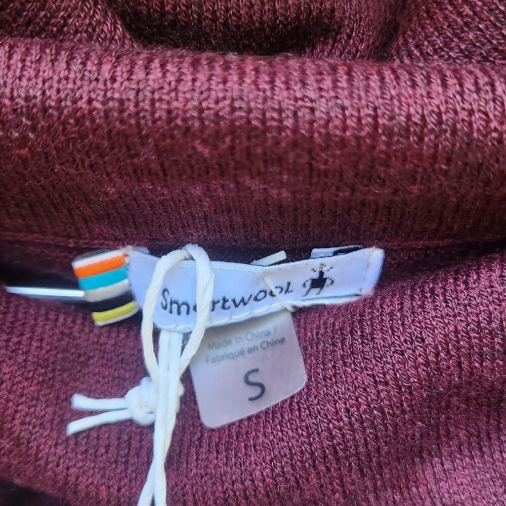 New! Smartwool Sweater Womens Black Cherry Heather Edgewood Poncho Cowl Neck SM - Picture 3 of 5